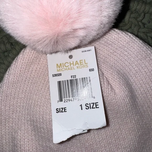 Michael Kors Light Pink Beanie with Pom Pom - Picture 2 of 3